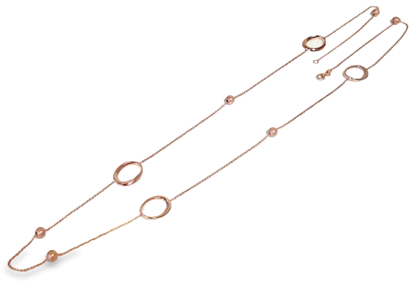 Elegant Rose Gold Plated Open Circle Station Chain Necklace