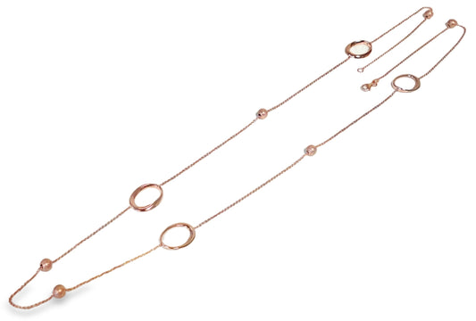 Elegant Rose Gold Plated Open Circle Station Chain Necklace