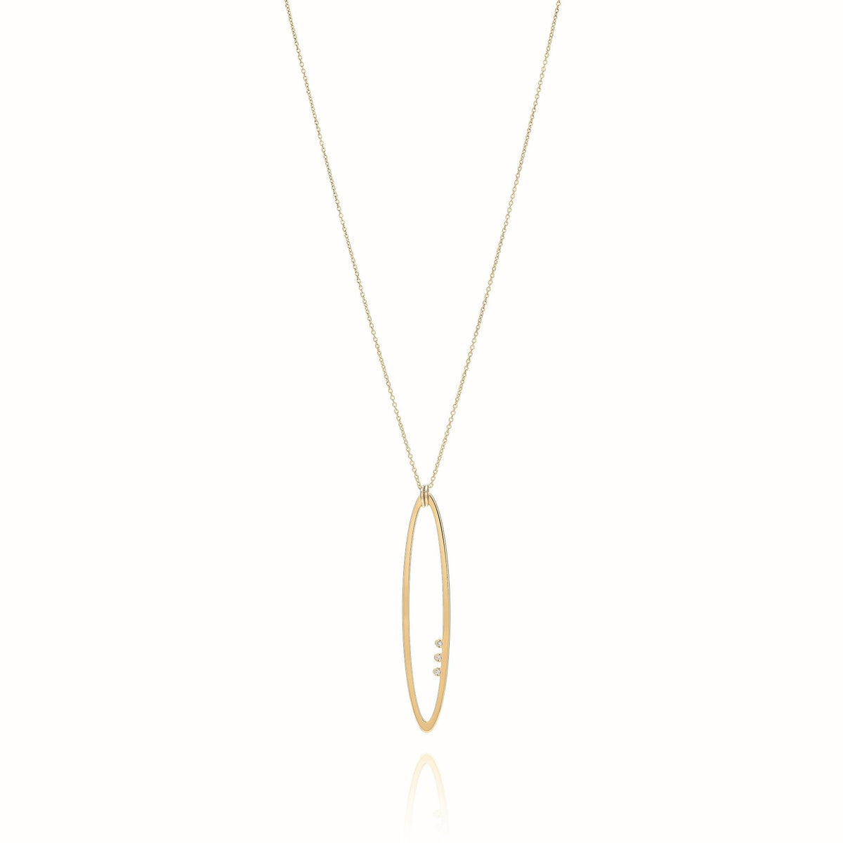 9ct Yellow Gold Elongated Oval Pendant with Chain