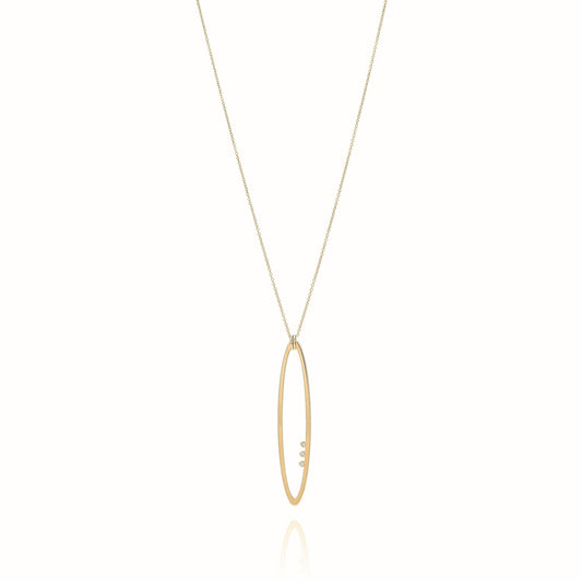 9ct Yellow Gold Elongated Oval Pendant with Chain
