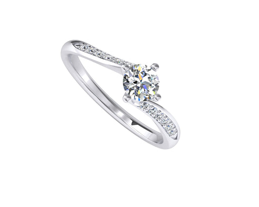 9ct White Gold Diamond Twist Engagement Ring
