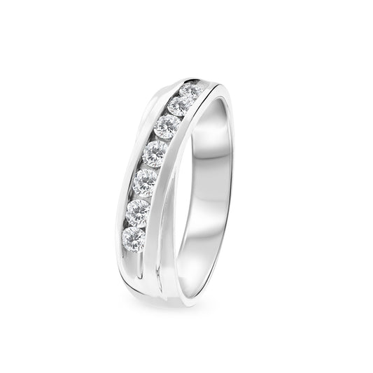 9ct White Gold Diamond Band