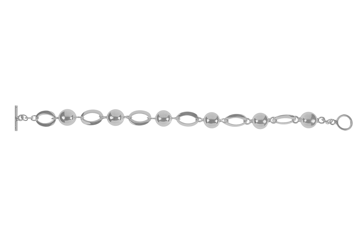 Silver Ball and Oval Link TBar Bracelet