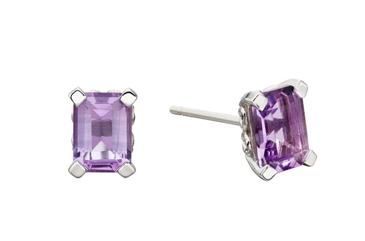 9ct White Gold Amethyst Earrings