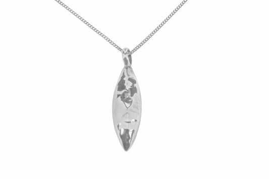 Silver Textured Torpedo Pendant and Chain