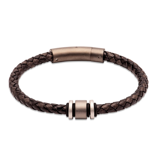 Antique Black Gun Metal Plaited Leather Bracelet