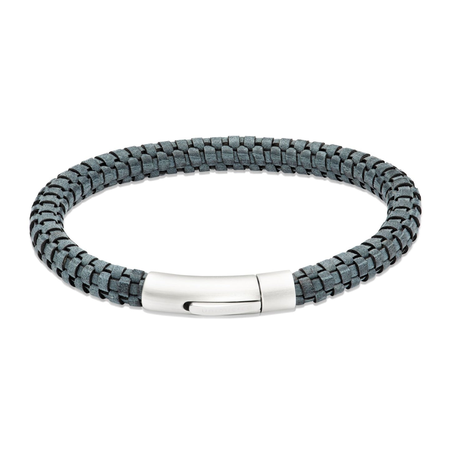 Antique Blue Plaited Leather Bracelet