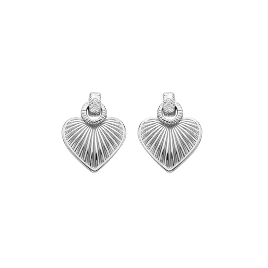 DE820 Essence Heart Drop Earrings Sil Shell Heart
