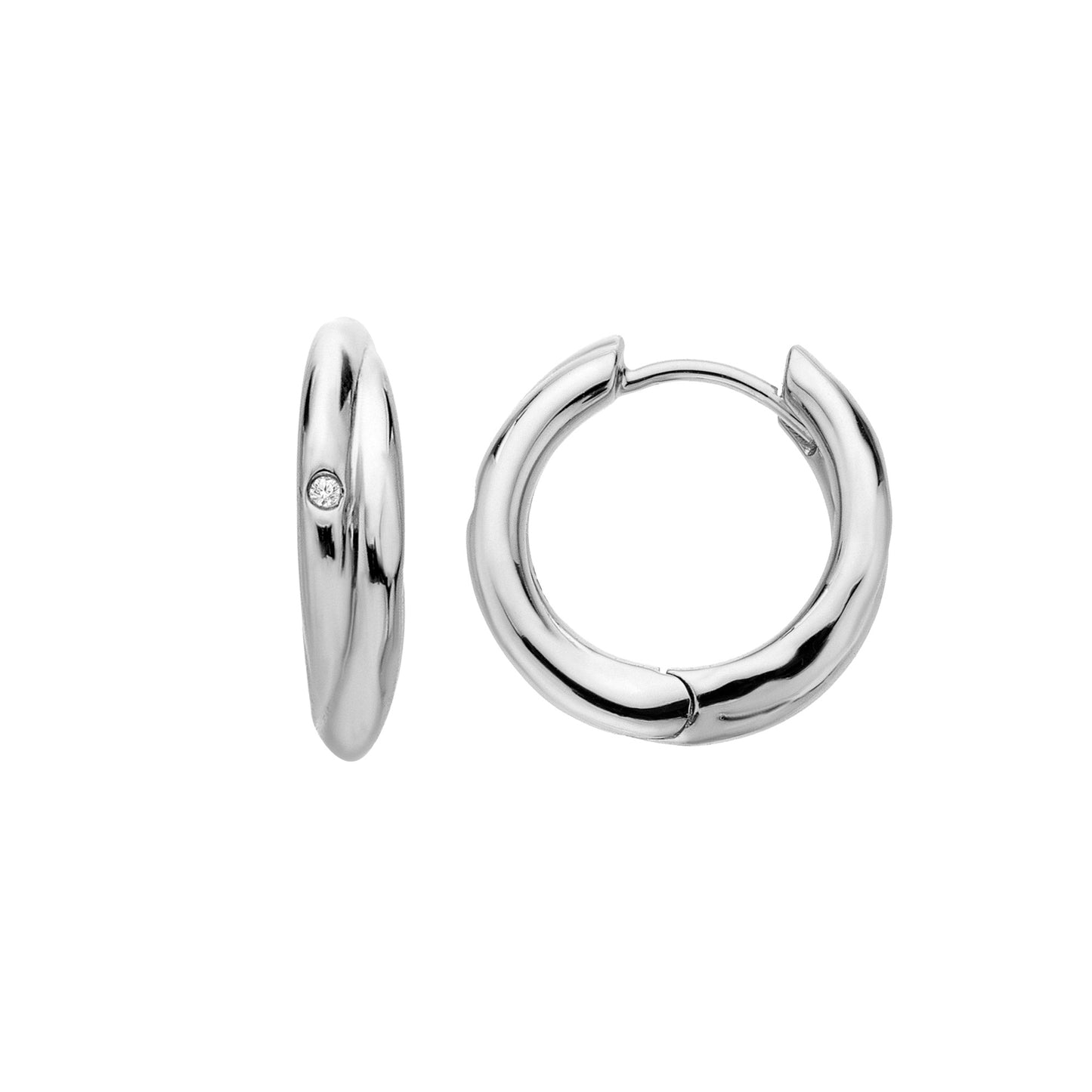 Aura Hoop Earrings Silver Crossover Huggie Earrings