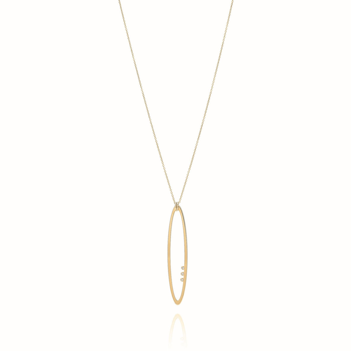 9ct Yellow Gold Elongated Oval Pendant with Chain