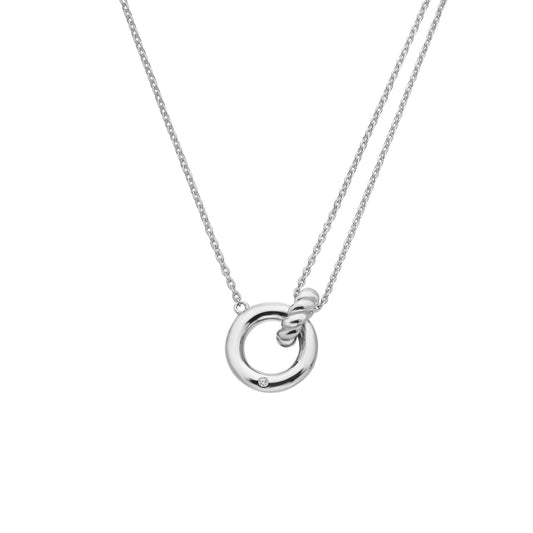 DN210 Willow Rope Necklace Sil dbl link plain+rope entwined Necklace