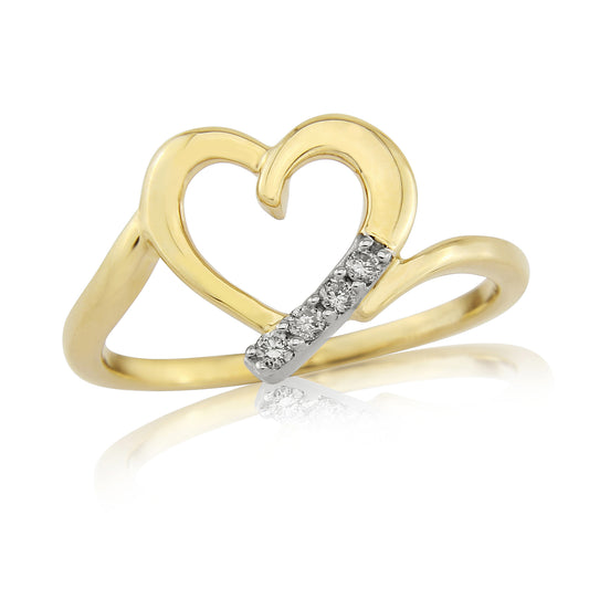 DR1516 9ct YG Open Heart Dia Ring