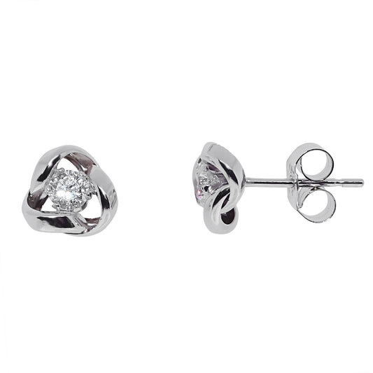 E39-5229-W 9ct WG CZ Knot Earrings
