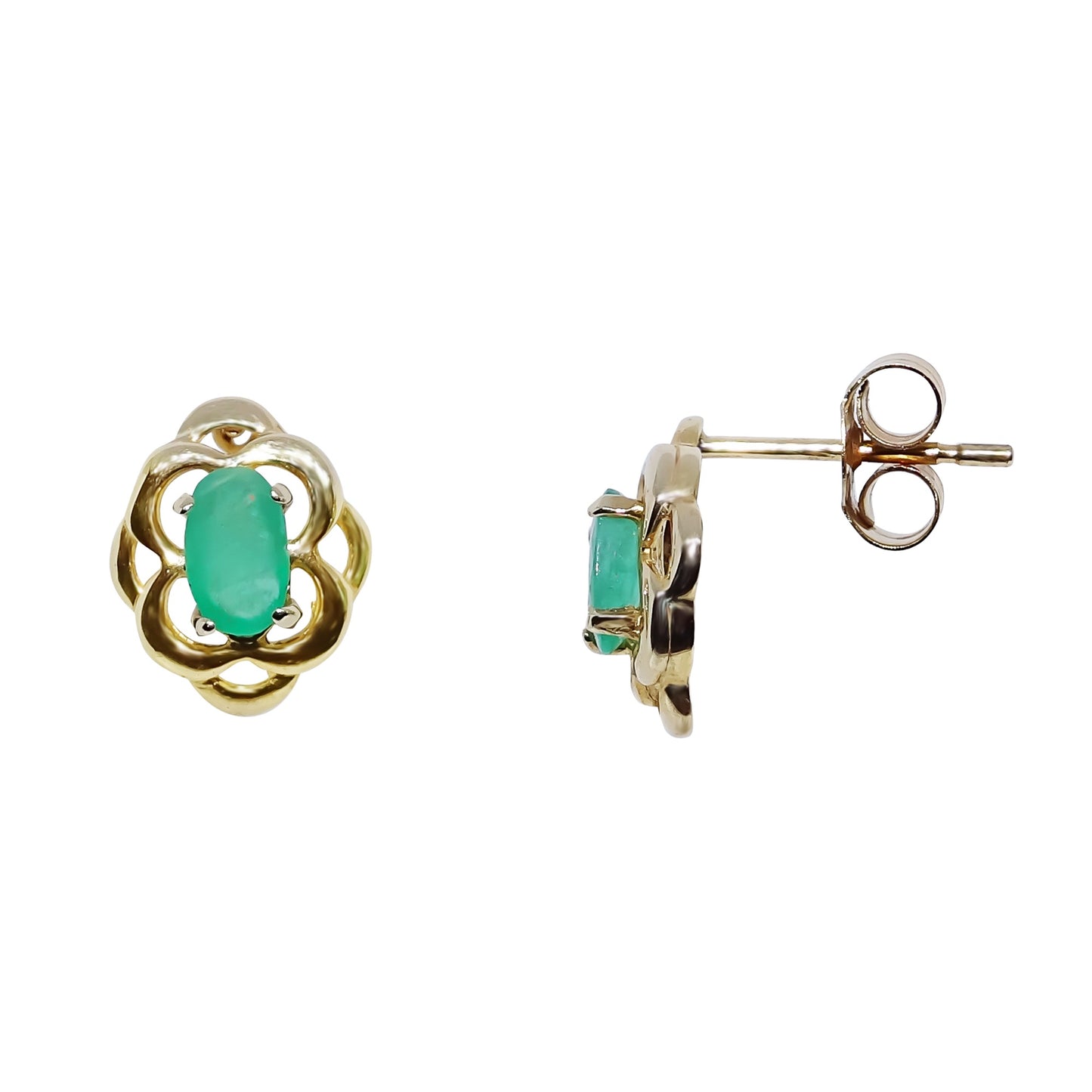 G40-5783-12 9ct YG Celtic Em Stud Earrings