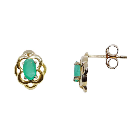 G40-5783-12 9ct YG Celtic Em Stud Earrings
