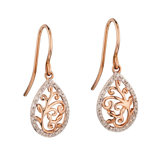 GE2137 9ct ROSE DIA Ornate Cutout ER