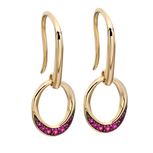 GE2140R 9ct YG Ruby Open Circle Earrrings