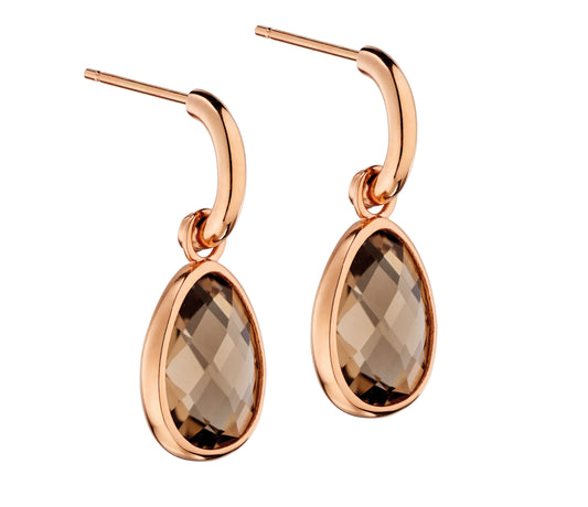 GE2145Y 9ct RG Smoky Quartz tear drop Earrings