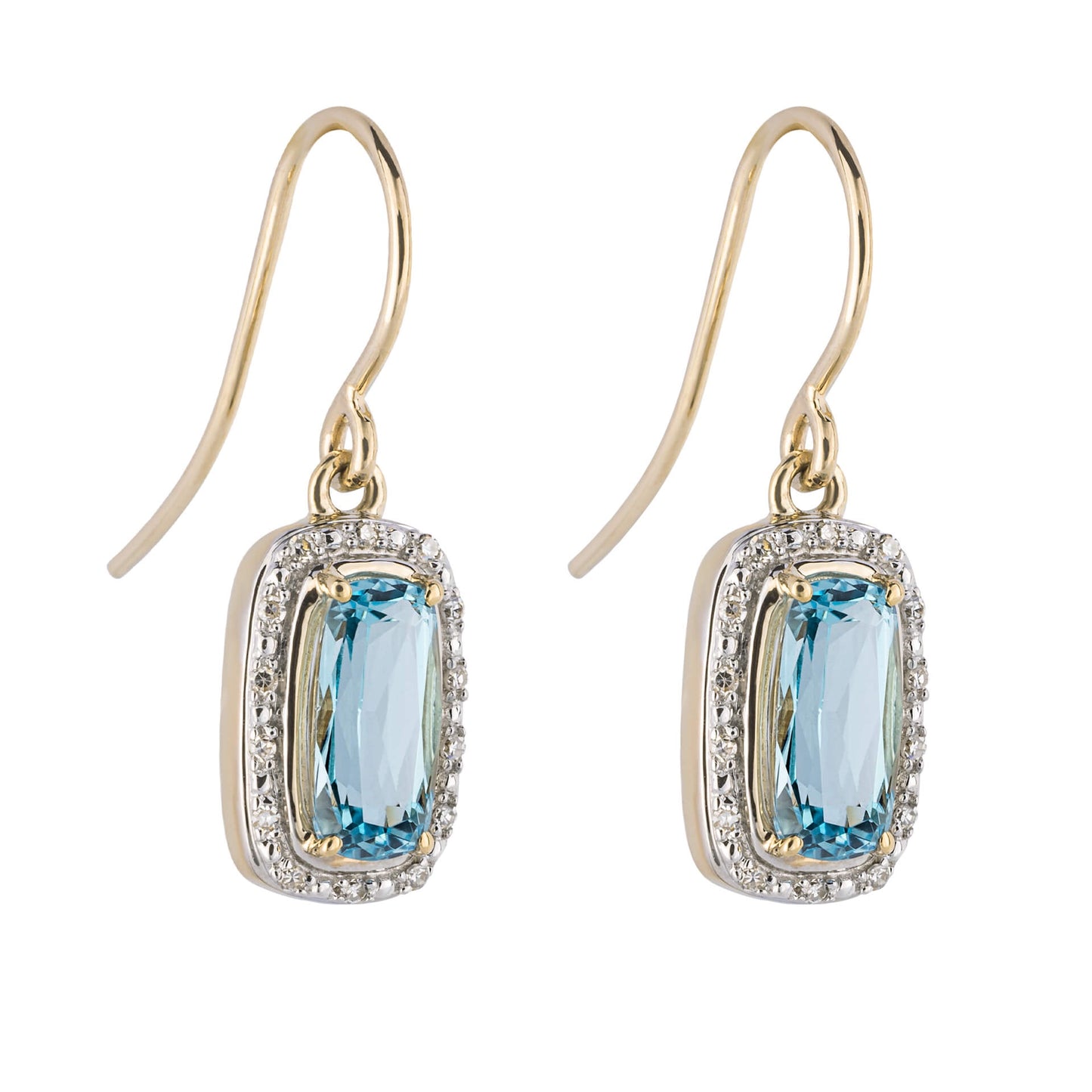 Blue Topaz and Diamond Drop Earrings