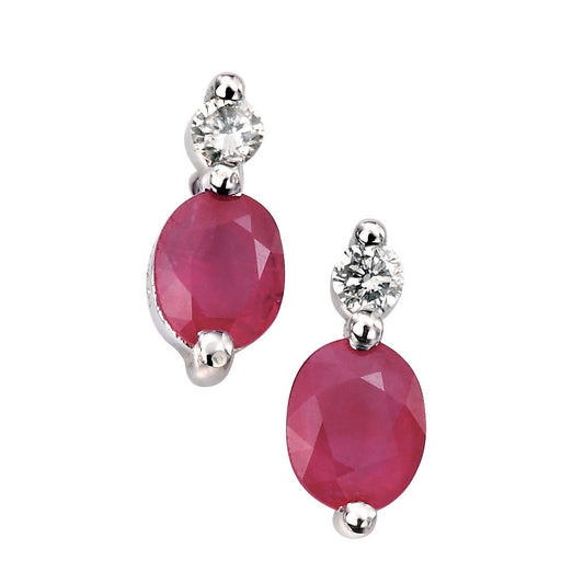 GE752R 9ct WG Ruby + dia stud Earrings