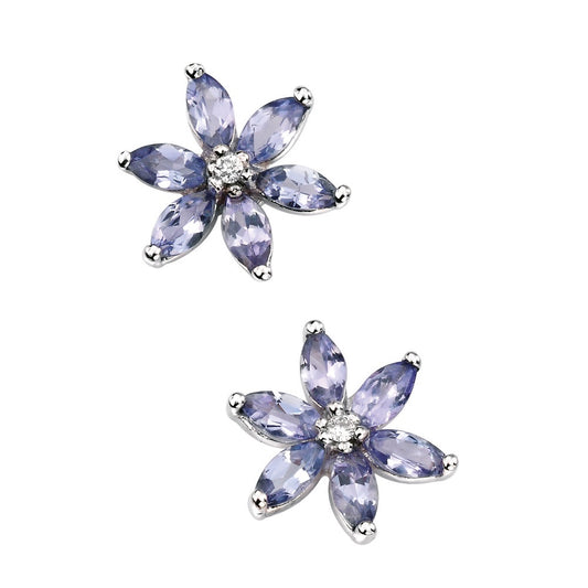 GE803M 9ct WG Dia+Tanzanite Flower ER