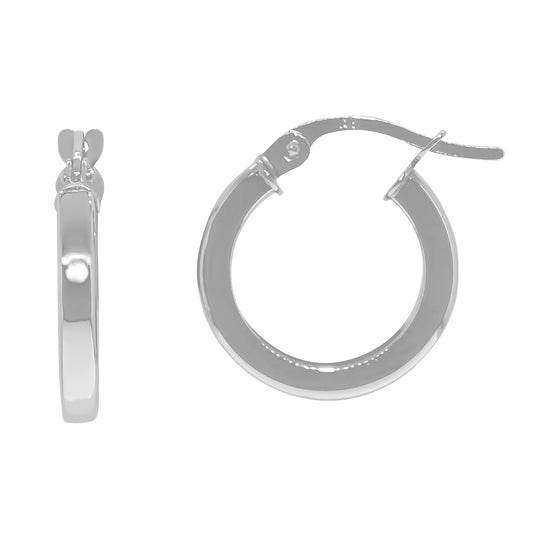 GER115-W 9ct WG Squ Prof Hoop Earrings