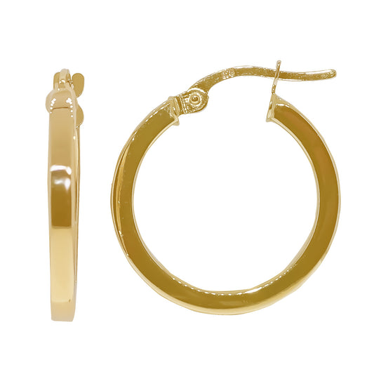 GER116-Y 9ct WG Squ Prof Hoop Earrings
