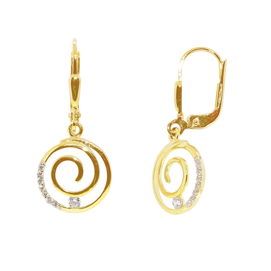 GER15 - YG Spiral CZ Earrings