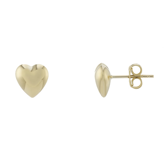 GER168 9ct YG Bulbous Heart Stud Earrings