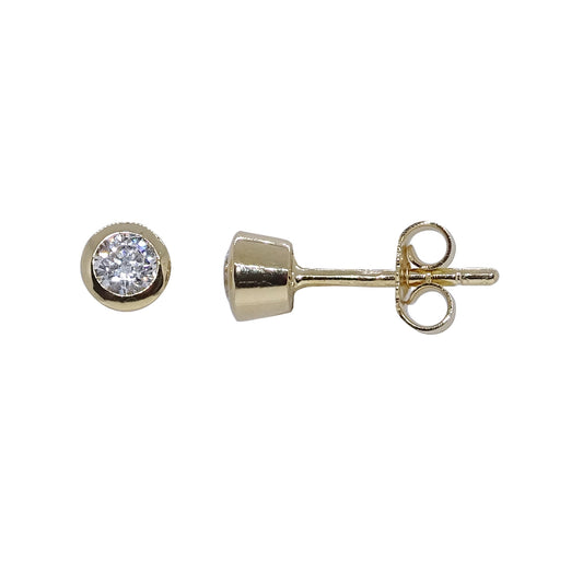 GER6 9ct YG CZ Rub Stud Earrings