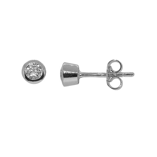 GER6W 9ct WG CZ Rub Stud Earrings
