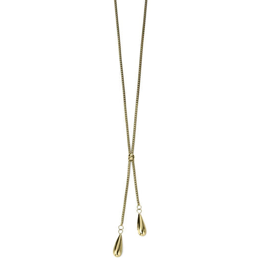 GN237 9ct YG Double Teardrop Necklace