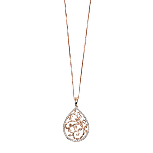 GP2058 9ct RG Oval dia filigree Pendant
