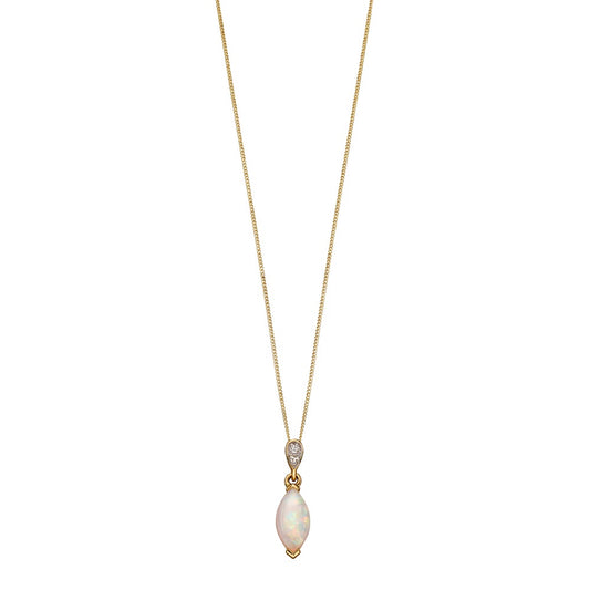 Diamond and Marquise Opal Pendant