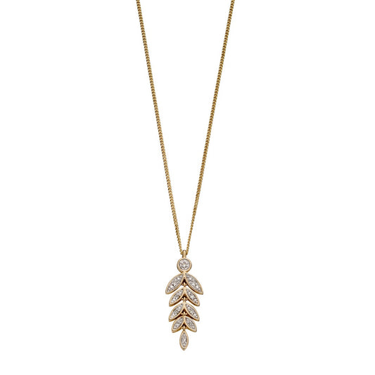GP2161 9ct YG Diamond marquise leaf drop Pendant