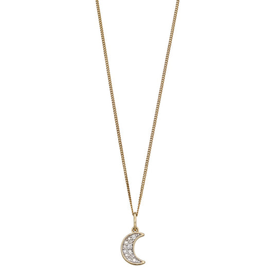 GP2187 9ct YG Dia Moon Pendant