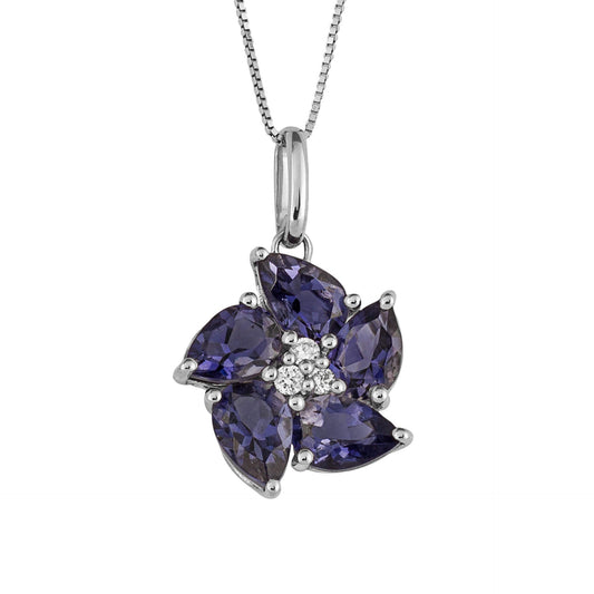GP2301M 9ct wg dia iolite peony pend
