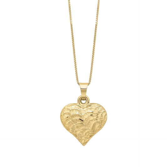 GP2357 9ct YG Wave textured heart pendant