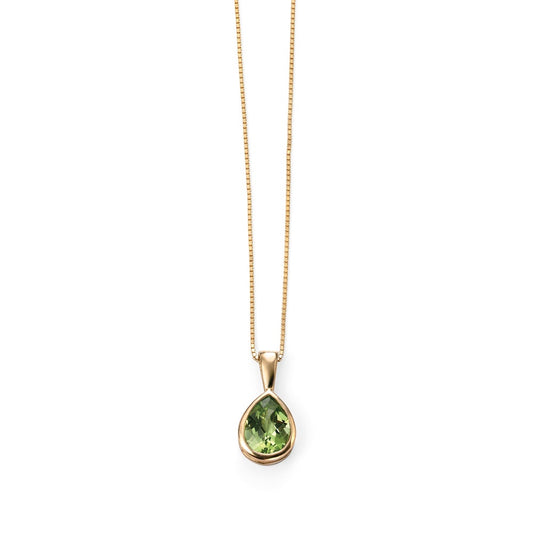 9ct Yellow Gold Teardrop Peridot Pendant