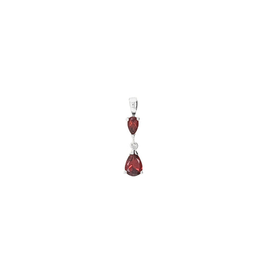 GPD61W-GAR 9ct WG Dbl trdrop Garnet Drp Pd