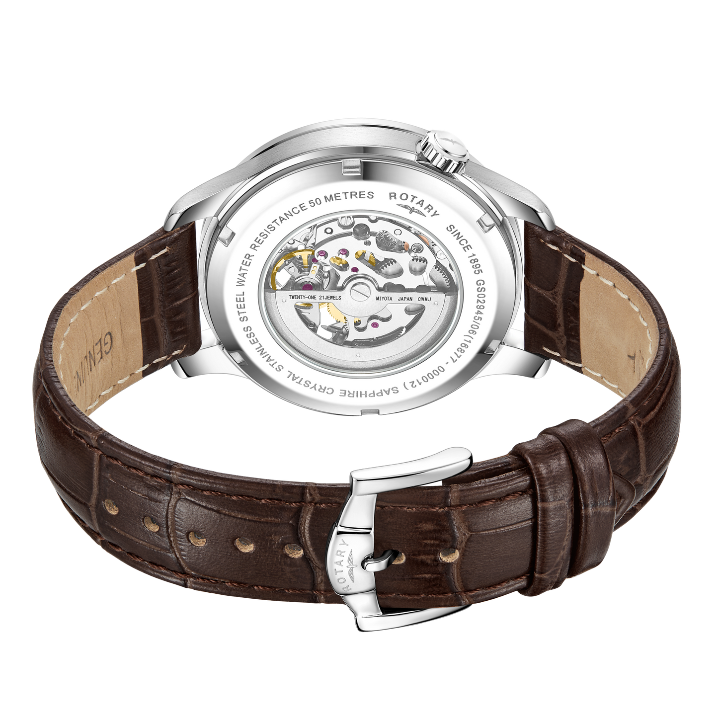Brown Strap Skeletal Watch