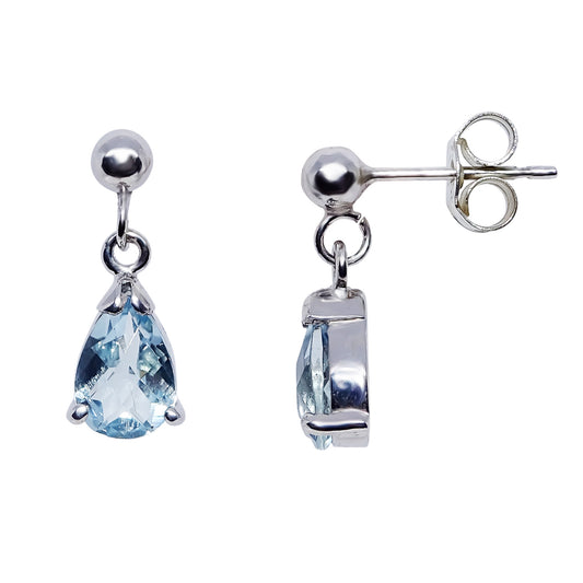 Aquamarine Pear Shaped Drop Earrings