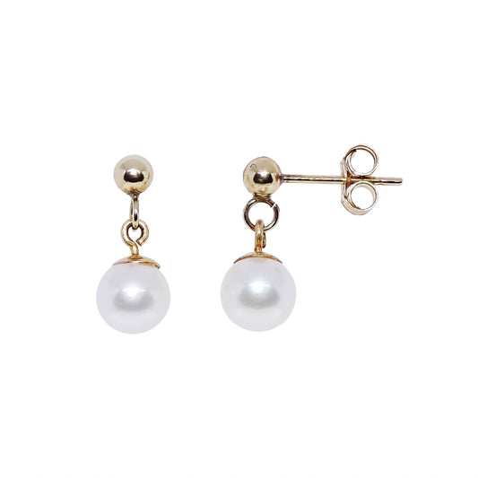 H40-5500-27 - 9ct YG Drop Pearl Earrings