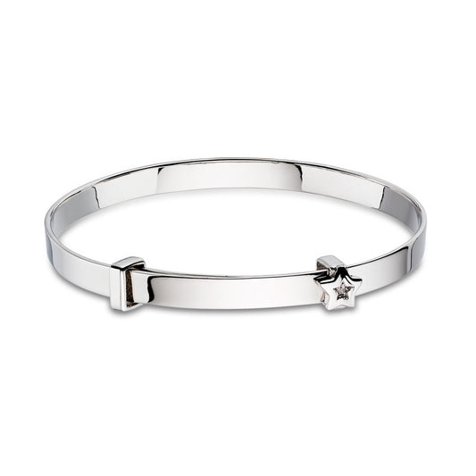 Inez - Silver Diamond Star Bangle