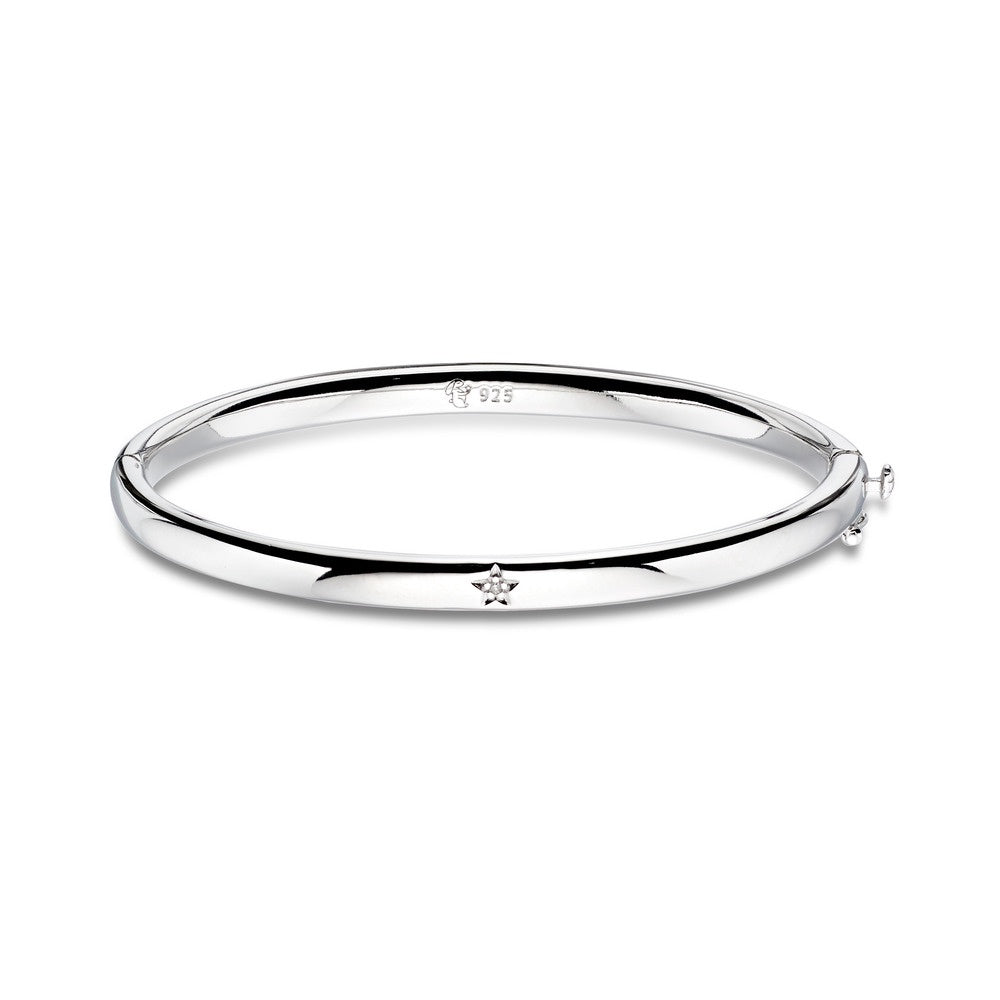 Xandra - Silver Diamond Hinged Bangle