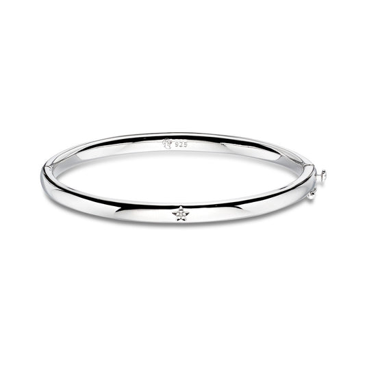 Xandra - Silver Diamond Hinged Bangle
