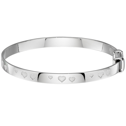 Marai-Silver Inlaid Heart Bangle