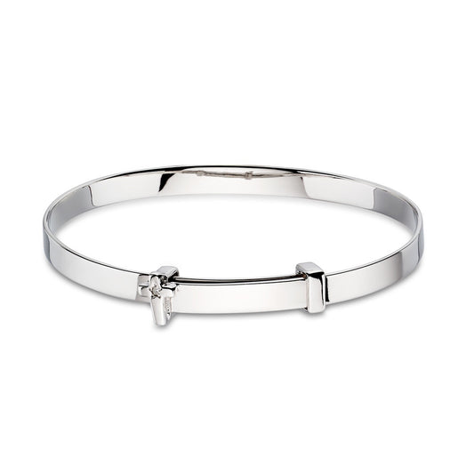 Honor - Silver Diamond Cross Bangle