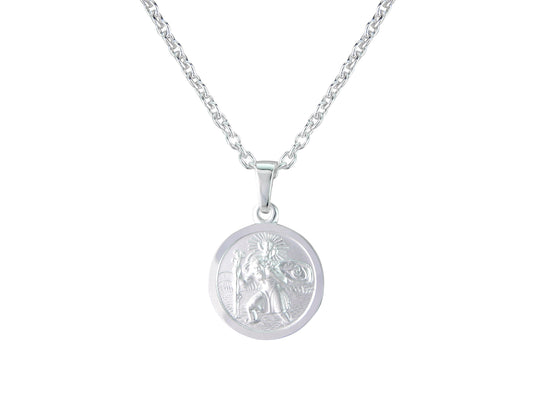 P30-8051 Sil Small Round St Christopher Pend