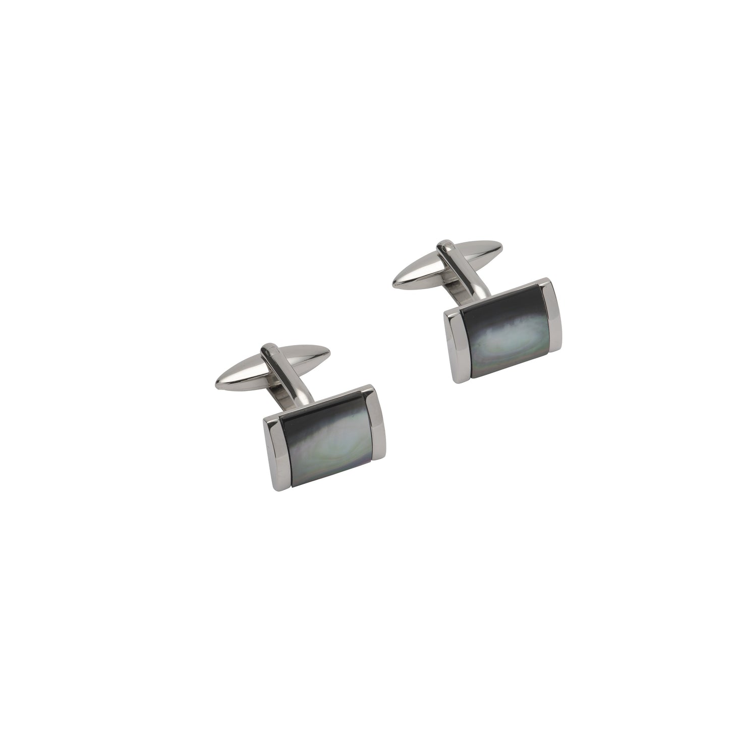 Stainless Steel Black Mother of Pearl Cufflinks